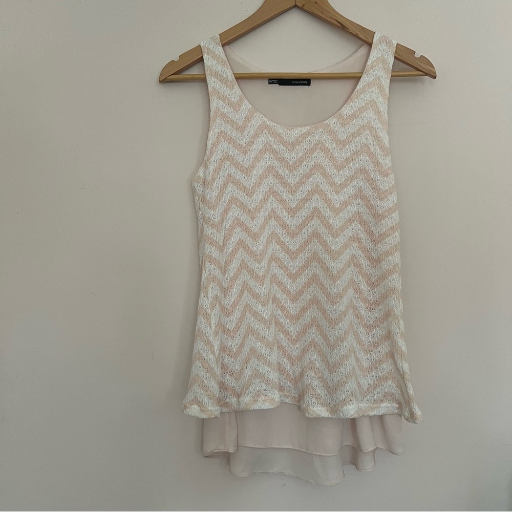 Maurices light, pink and cream dressy tank top extra small